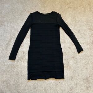 Zara Black Knit Bodycon Midi Dress
